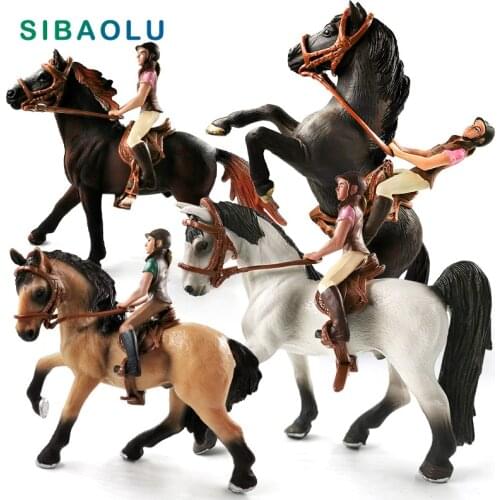Horse Rider People Equestrian Knight Figurine Farm Animal Model Home Decor Miniature Fairy Garden Decoration Accessories Figure