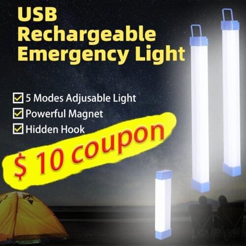 Portable Camping Light LED Emergency Lighting USB Rechargeable Tube Market Night Cabinet Wall Lamps Multifunction Hiking Fishing