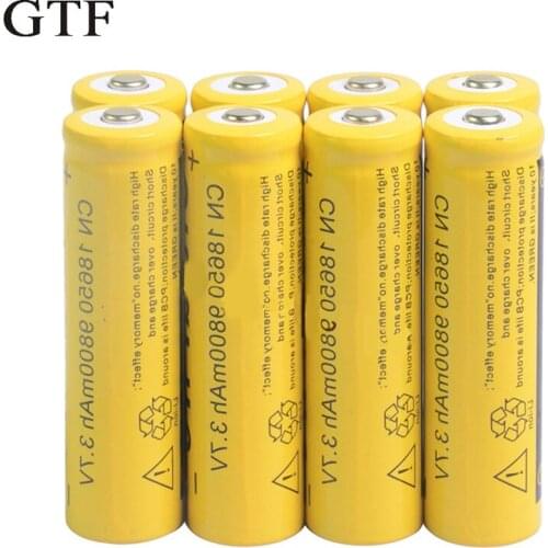 GTF 8pcs 3.7v 18650 Rechargeable Li-ion For LED Flashlight Lantern or electronic devices