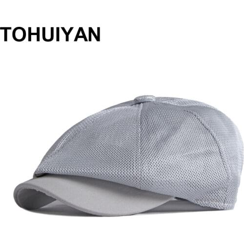 Top Level Breathable Mesh Newsboy Caps for Men Summer Gorras Hombre Boinas Beret Hats Fashion Casual Flat Cap Women Gatsby Hat