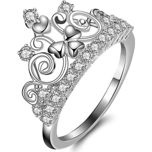 Women Jewelry 925 Silver Cubic Zirconia Silver Ring Women Crown Finger Rings Cocktail Party Ring Gift Bridal Fashion Brand 2019
