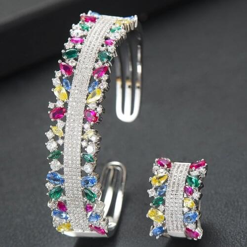 LARRAURI Brand Trendy Open Bangle Ring Indian African Nigerian Bridal Bangle Ring Set For Women aretes de mujer modernos 2020