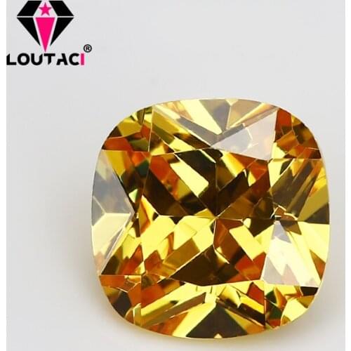 LOUTACI Golden Yellow Cushion Cheap Cubic zirconia Engagement Rings for Women Small Size 3x3-4x4mm