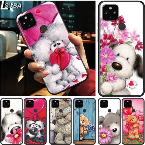 Cute cartoon bear Shockproof Cover for Google Pixel 5 4 5A 4A XL 5G Black Phone Case Shell Soft Fundas Coque Capa