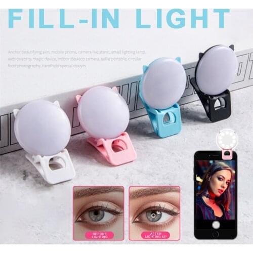 Mobile Phone External Round LED Fill Light Portable Phone Clip-on Fill Light Makeup Selfie Lighting Live Streaming Accessories