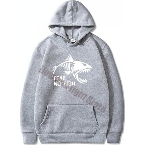 Fashion Brand Mens Hoodies Skeleton Fish-Bones Fear NO Fish Fishing Print Men and women Sweatshirt hoody Tops
