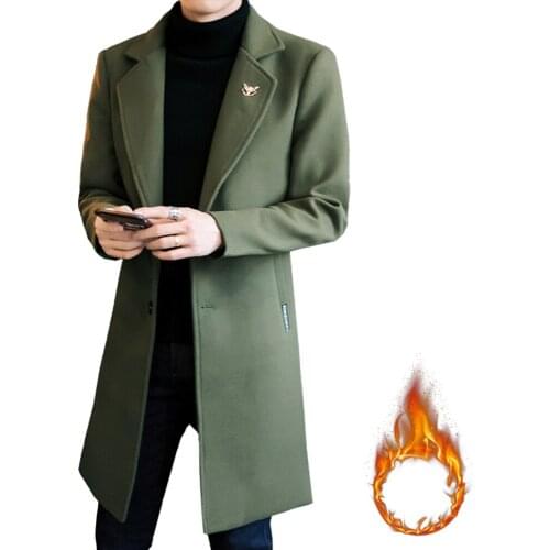 2019 Full Winter for Male Overcoat Medium-Long Jackets & Coats Warm Winter Thick Casual Mens Wool Blend Jackets 3XL 4XL