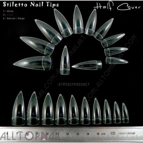 European Cusp Oval French False Nail Tips 200 Sets Clear Stiletto Half Cover Acrylic Artificial Fake Nail Art Tips