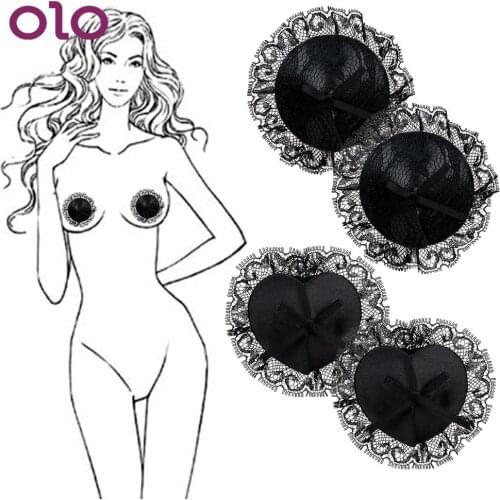 OLO Sex Toys For Women Nipple Stickers 1 Pair Breast Petals Lace Backless Bra Pad Tassels Heart Shape Nipple Covers