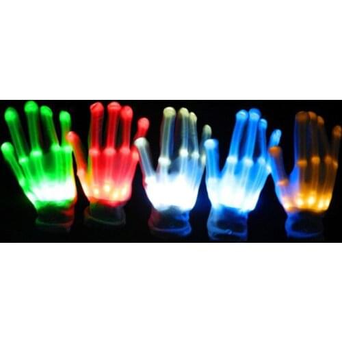 1pcs Colorful LED Gloves Neon Guantes Glowing Christmas Halloween Party Light Props Luminous Flashing Skull Gloves