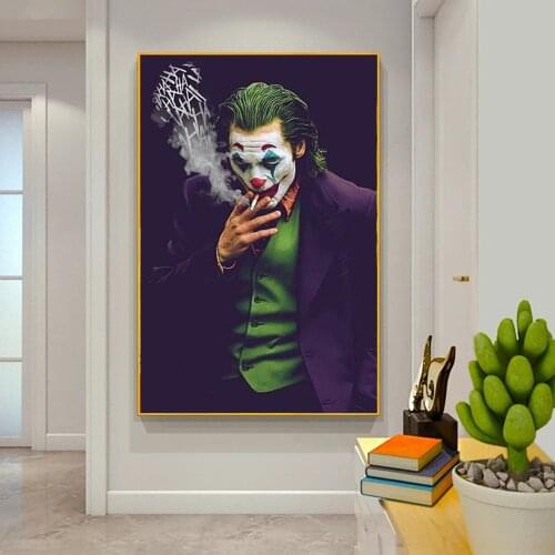 Moive Star Joker Cuadros Street Graffiti Art Poster and Print Smoking Pictures for Living Room Wall Quadros Decoration Frameless