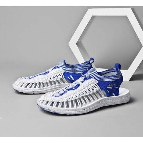 Summer Designer Hand-woven Sandals Men Breathable Loafer Slip on Slippers Shoes Man Casual Slide Sandals White zapatos hombre