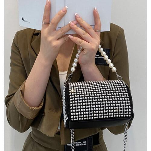 Rivet Handbag Women Barrel Shape Messenger Bag Luxury Pearl Shoulder Bags Fashion Phone Pack Purse New Lady Chain Crossbody Bag