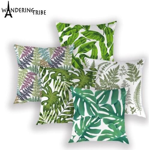 Tropical Plants Cushion Case Farmhouse Home Decor Pillows Cover Polyester Cushions Covers Leaves Pillow Cases Sofa Pillows Cases