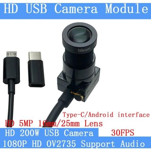 1080P Full HD Type-C Android interface USB Camera Module MJPEG 30fps High Speed CCTV Linux UVC Webcam Surveillance camera 25mm