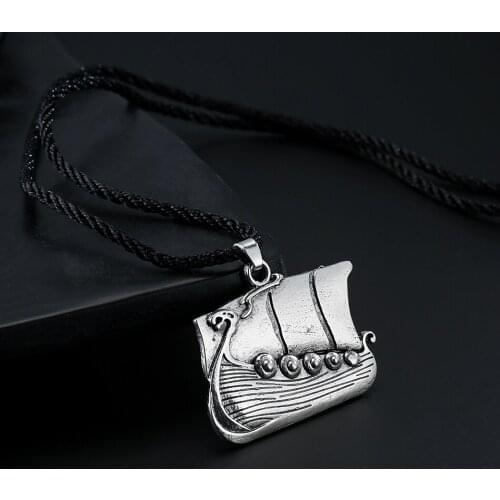 2021 Spring Viking Long Ship Stainless Steel Pendant Necklace Gift