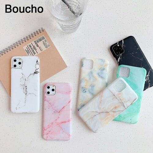 Boucho Vintage Classic marble Phone Case For iPhone 12 Mini 11 Pro Max XR XS Max SE 6 6S 7 8 Plus X Matte Soft IMD Cover Coque