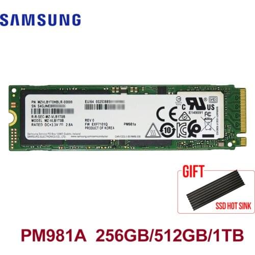 SAMSUNG PM981A M.2 SSD 512GB 1TB Internal Solid State Drives M2 NVMe PCIe 3.0x4 Laptop Desktop SSD with HeatSink