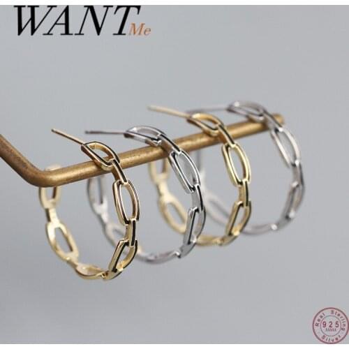 WANTME 925 Sterling Silver Cuba Charms Black Enamel Hollow Bohemia Link Chain Earrings for Women Party Trendy Goth Jewelry 2021