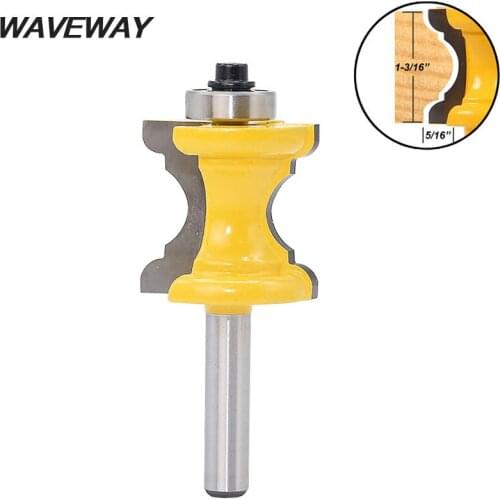 WAVEWAY 8mm Shank Bullnose Bead Column Face Molding Router Bit End Mill Roteador Brocas For Woodworking Wood Tools
