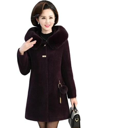 New winter mothers mink down jacket fashion noble plus size parka jackets medium long thick warm hooded coat womens overcoat