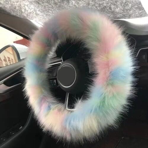 Winter Warm Steering Wheel Cover Auto Plush Warm Car Accessories for Women Girl