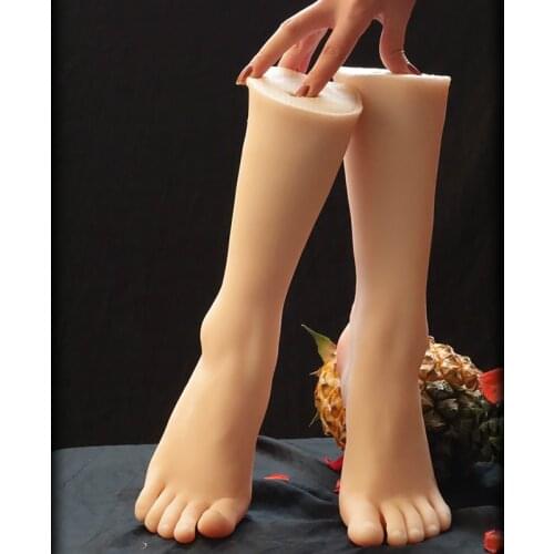 1 Pair Lifelike Silicone Leg Feet Fake Foot Female Mannequin Displays Shoes Model Pedicure Display Fetish Toy