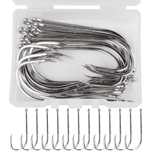 20pcs / Box Barbed Big Fishing Hooks 1/0#-6/0# Sea Worm Carp Single Circle Hook Set Fly Fishing Accessories Tackle Fishhook