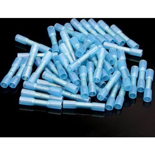 20PCS Heat Shrink Butt Wire Connectors Waterproof Electrical Wire Splice Connector Cable Crimp Terminals 14-16AWG Blue