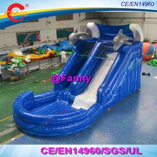 2019 new design dolphin water slide 8x4x5mH giant inflatable water slide with pool for kids inflatable pool slide,free shipping