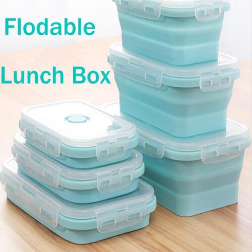 350ML Silicone Foldable Lunch Box Convenient Storage Container Bento BPA Free Microwavable Portable Picnic Rectangle Food Box