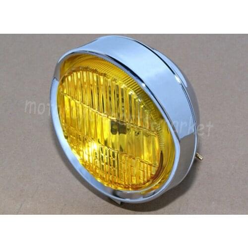 5.8" Chrome Motorcycle Headlight Visor Vintage Amber Headlight Lamp for Harley Touring Bobber Chopper Cafe Racer Cruiser Custom