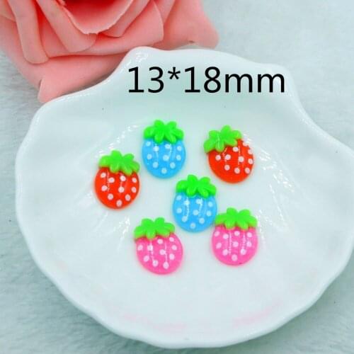 50pcs/lot flat back resin strawberry mix colors DIY resin cabochons accessories