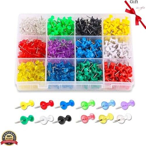 600pcs Color Thumb Tacks Standard Push Pins Steel Point and Colored Plastic Head Decorative Multi-colored Push Pins for office