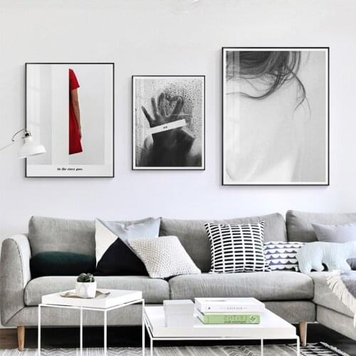 Abstract Meet by heart Canvas Painting Posters and Print Minimalist style black n white Wall Art Picture For Living Room Bedroom