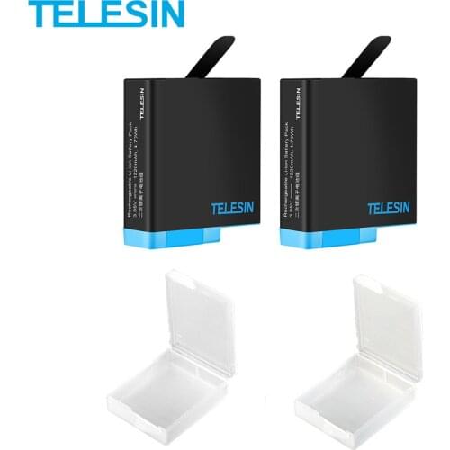 TELESIN 1220mAh Battery Rechargeable Li-ion With Battery Box for GoPro Hero 8 7 6 Hero 5 Black Action Camera Battery Accessories