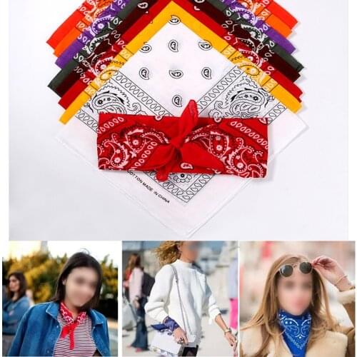 Hip Hop 100% Cotton Bandana 55cm*55cm Square Scarf Bandana Men Black Bandanas Red Paisley Bandana Women Outdoor Neck Face Scarf