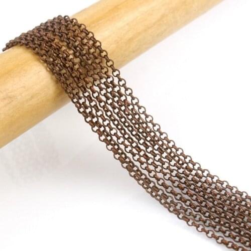 Free shipping!!!!100M/lot copper Tone Small Rolo Link Chain 2mm