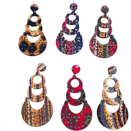 Free Shipping! Fabric wooden earrings can mixed 6 colors