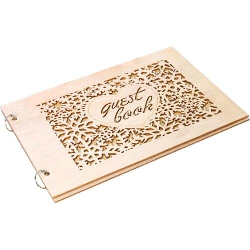 Personalized Guest Book Heart Snowflake Wooden Guestbooks Signature Message Scrapbook Rustic Wedding Gifts