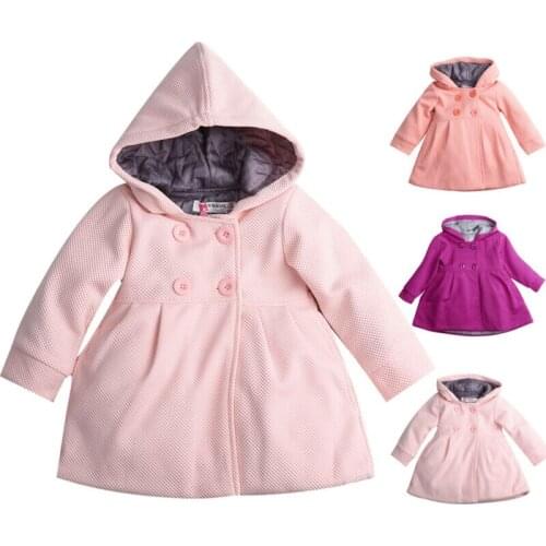 Arrival Baby Girl Solid Long Sleeve Hooded Trench Coat Autumn Winter Windbreaker Parka Jacket Kids Outerwear Tops