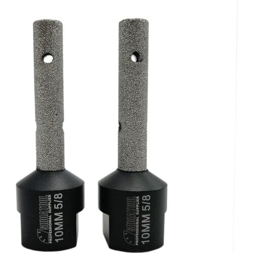 DIATOOL 2pcs Dia 10mm 5/8-11 Thread Vacuum Brazed Diamond Finger Bits Tile Stone Countertop Milling bits Enlarge shape Holes