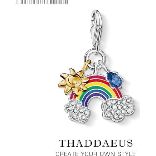 DIY Trendy Love Pendant Kawaii Rainbow Sun Rain Charm 925 Sterling Silver Fit Necklaces Bracelet For Christmas Gift DropShipping