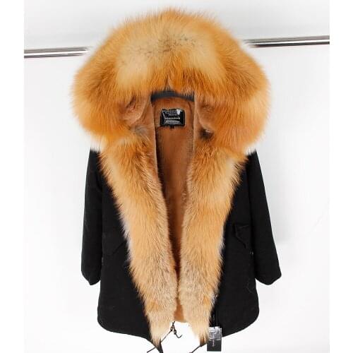 MAO MAO KONG Natural Fox Fur Long Coat Artificial Fur Lining Fur Jacket Womens jacket Womens fur coat Fur coat