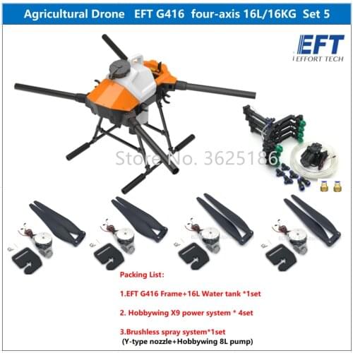EFT New G420 Four-axis 20L 20KG Agricultural Spray Drone Frame Kit T12 H12 SIYI VD32 8L hobbywing X9 Power System
