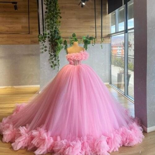 Elegant Light Pink Quinceanera Dresses Ball Gowns Strapless Plus Size Arabic Formal Prom Pageant Gowns Custom Made