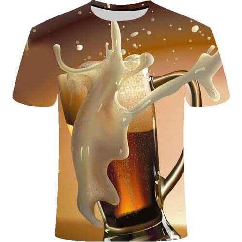 2021 fashion summer mens wear funny 3d printing super beer watch t-shirt loose collar short long sleeve trend 3d digital shirt