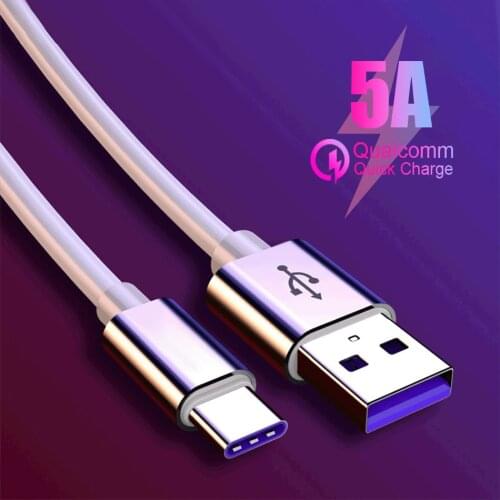 5A USB Type C Cable White for Samsung S20 Fast Charge Cable USB C Super Quick Charger For Huawei P40pro Android USB-C Phone Cord
