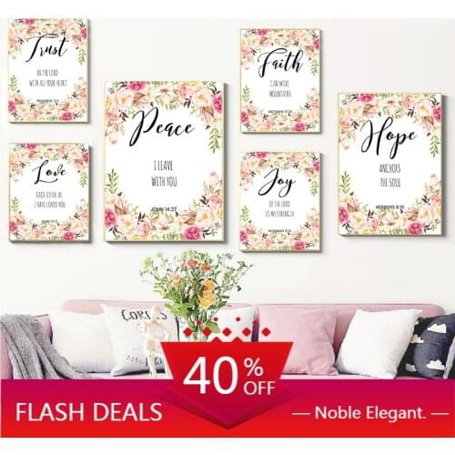 Canvas Painting Bible Verse Inspirational Quotes Posters And Prints Flowers Christian Wall Pictures Home Room Decor