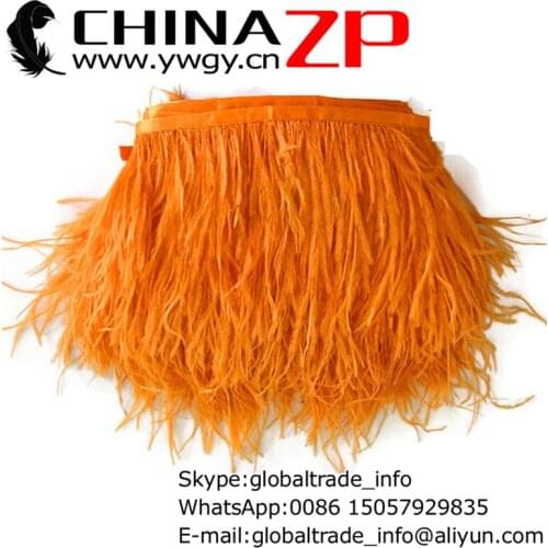 CHINAZP Factory Cheap Wholesale 10yards/lot Top Quality Dyed Orange Ostrich Feathers Trim